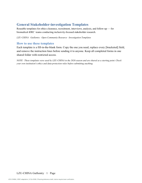 Cover of the stakeholder-investigation templates