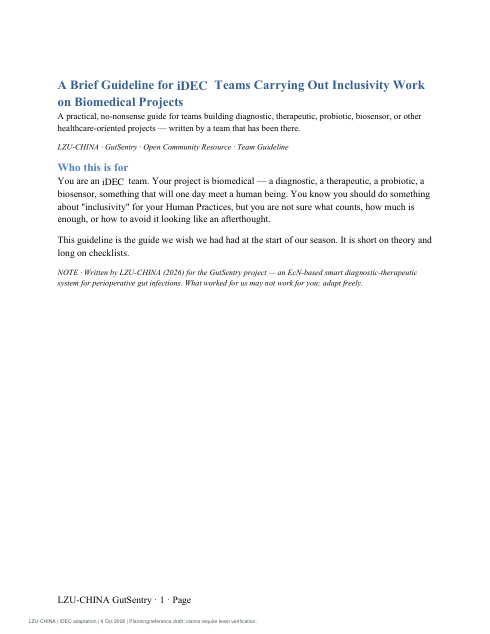 Cover of the biomedical inclusivity guide
