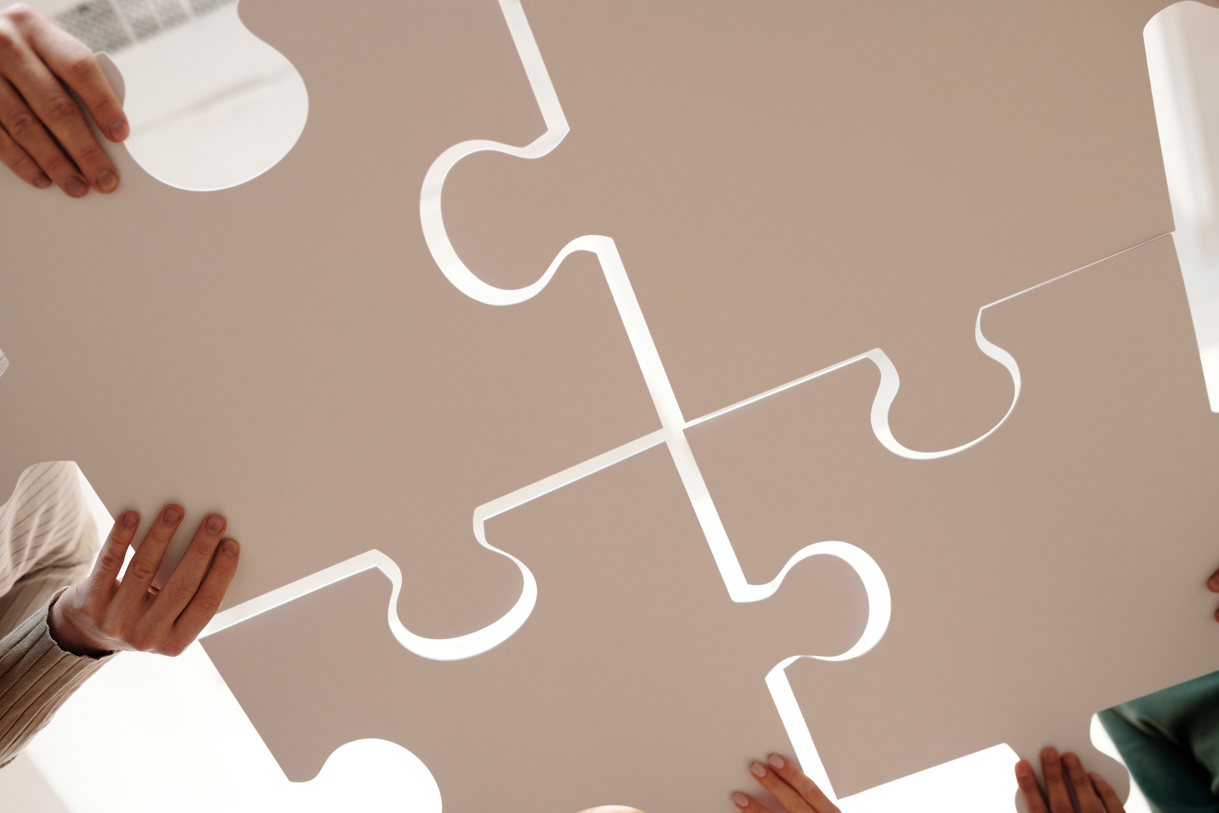 Puzzle pieces being connected