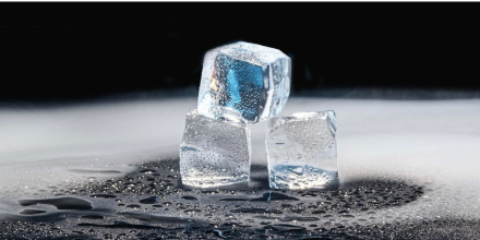 Ice cubes on a cold surface